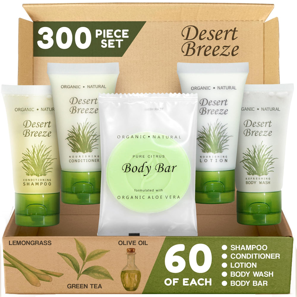 1-Shoppe All-in-Kit travel-size toiletries in box, ideal for hospitality presentation.