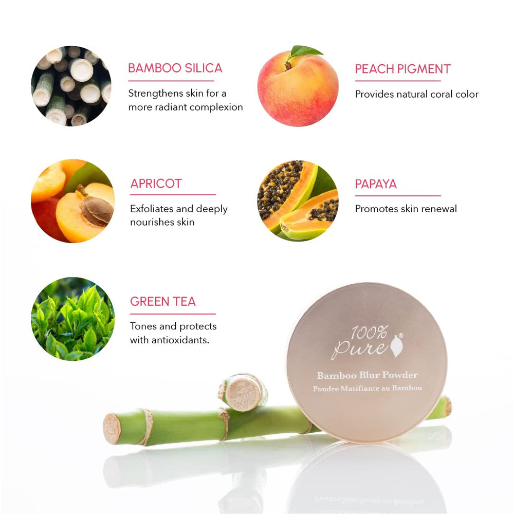 Close-up texture of Bamboo Blur Powder showing silky oil-absorbing particles.