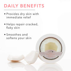 Packaging of 100% PURE Coconut Whipped Body Butter highlighting vegan formula
