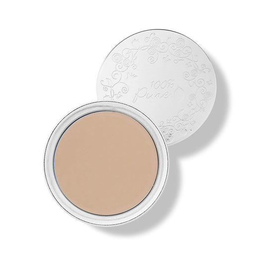 100percentpure Cream Foundation Sand bottle delivers a natural satin finish with buildable coverage.