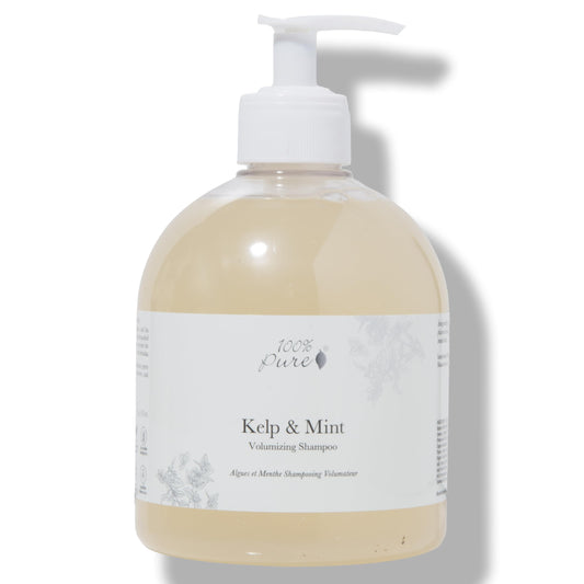 100% PURE Kelp & Mint Shampoo bottle for volumizing cleanse and fuller hair