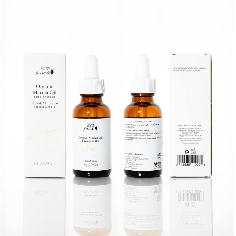 100% PURE Marula Oil facial application highlighting lightweight texture