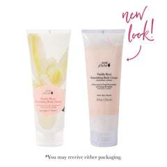 100% PURE Nourishing Body Cream Vanilla Bean pump dispenser for convenient daily use.