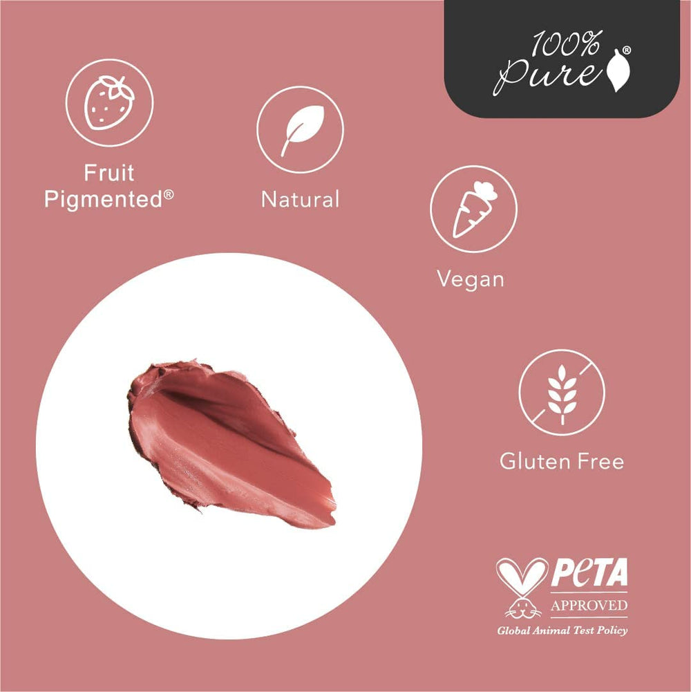 100% PURE Sahara quick-stroke application demonstrates easy lip color application.