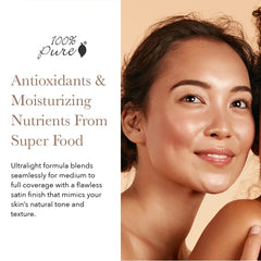 100% PURE shade 5 neutral peach undertones bottle provides tan-ready color with natural warmth.
