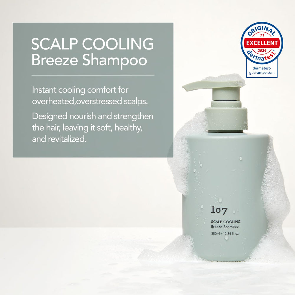 Pouring 107 Scalp Cooling Breeze Shampoo for a clean lather and cool sensation