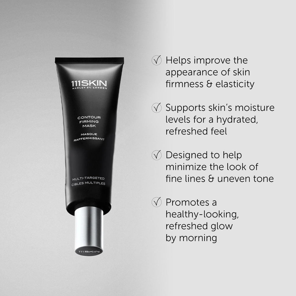 111SKIN Black Diamond Contour Firming Mask with diamond peptides supports a smoother defined look