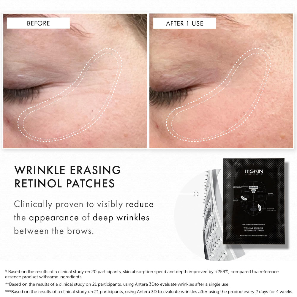111SKIN patch technology enhances texture and firmness.