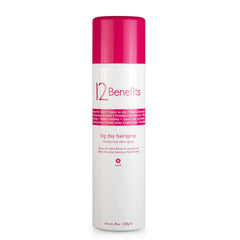 12 Benefits Big Day Hairspray bottle front view showing the product’s design and branding.