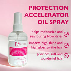 12 Benefits Rapid Blowout Argan Oil Spray mist on hair for quick protection