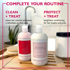 12 Benefits Treatment Shampoo bottle with argan and marula oils.