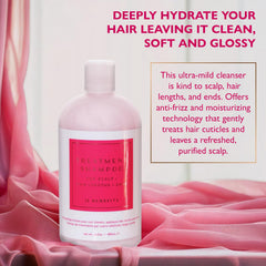 12 Benefits Treatment Shampoo lather on hair showing frizz reduction.