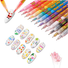 12 Colors Nail Art Pens Set pack shot with vibrant 0.5mm tips for DIY manicure