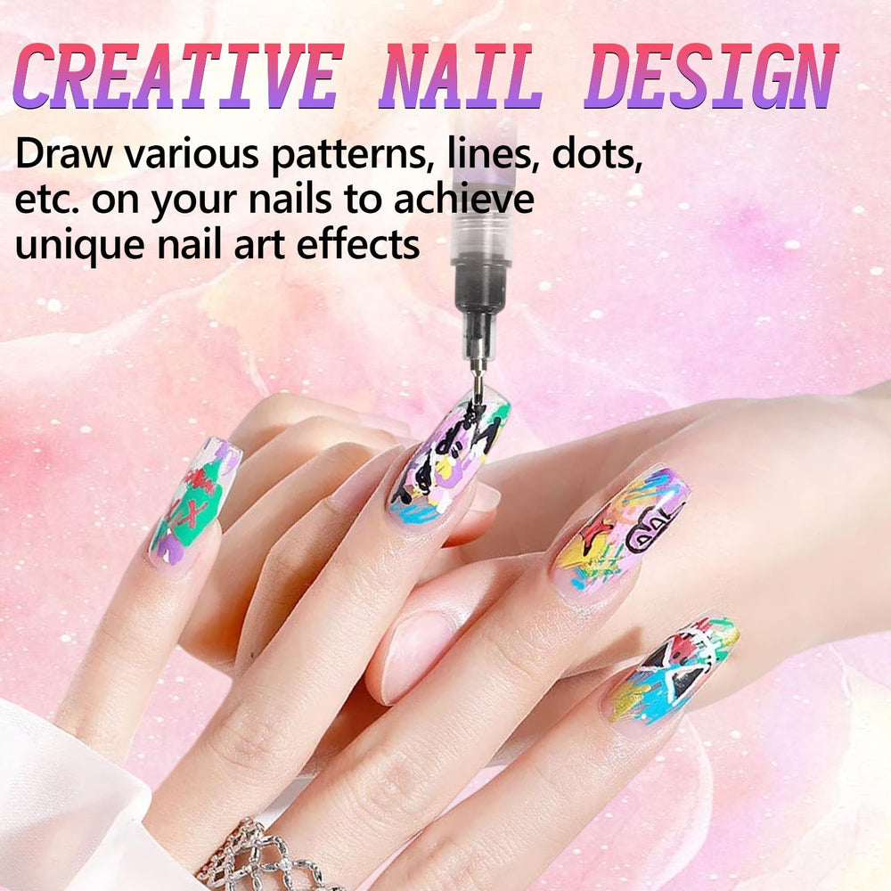 12 Color Nail Art Pens easy to use for DIY at home or in the salon.