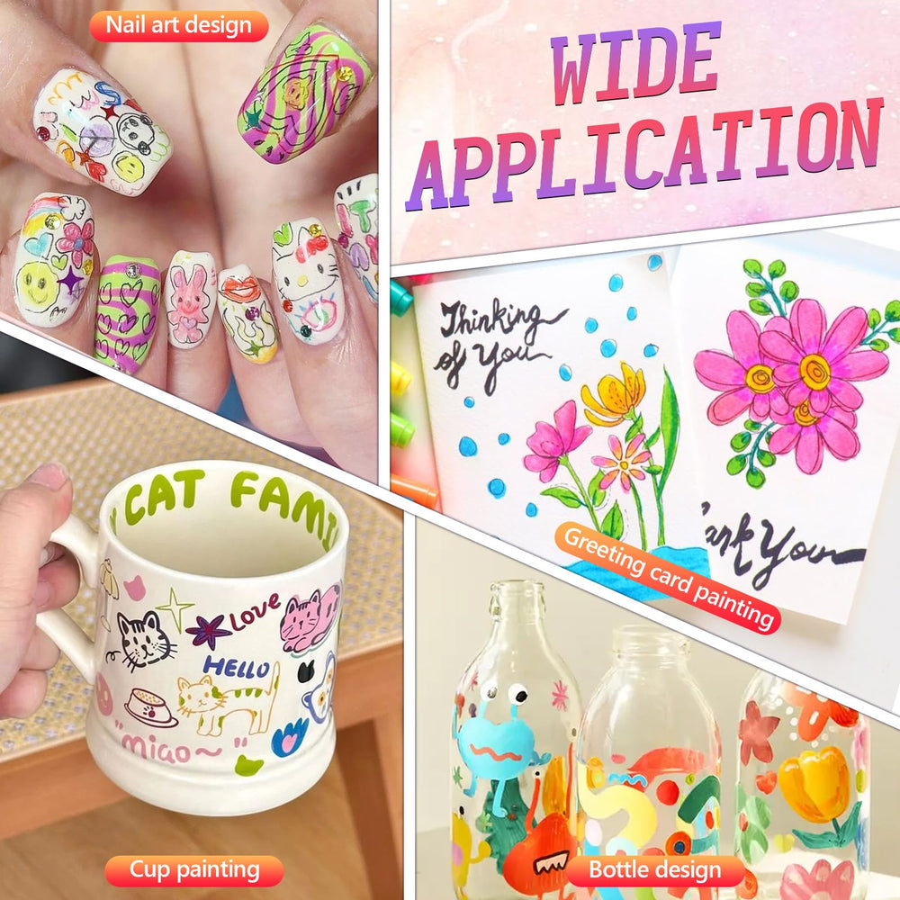 12 Color Nail Art Pens easy-to-use pen design for patterns without brushes.
