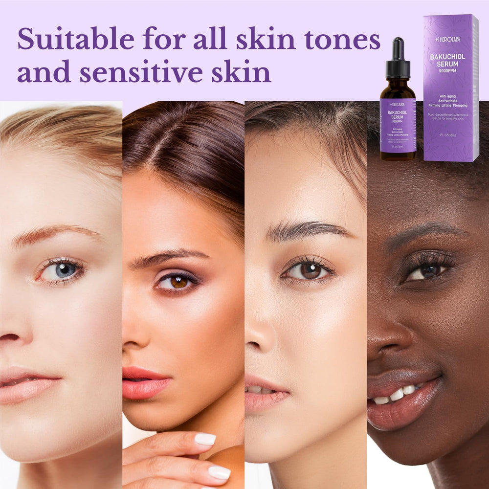1HEROLABS Bakuchiol Serum demonstrating daily morning routine for smoother skin.