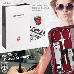 3 Swords Germany compact grooming case open view with tools