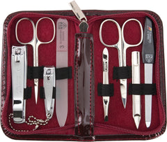 3 Swords Germany manicure kit in burgundy case for travel grooming
