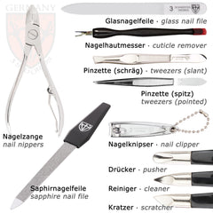 3 Swords Germany sapphire file close-up showing fine and coarse textures for smooth nails.