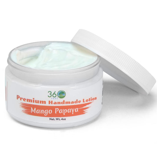 360Feel Mango Papaya Body Lotion bottle for daily hydration on sensitive skin