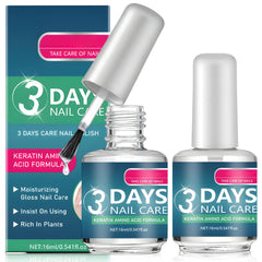 3 Days Nail Care bottle close-up showing keratin formula for nourished nails.