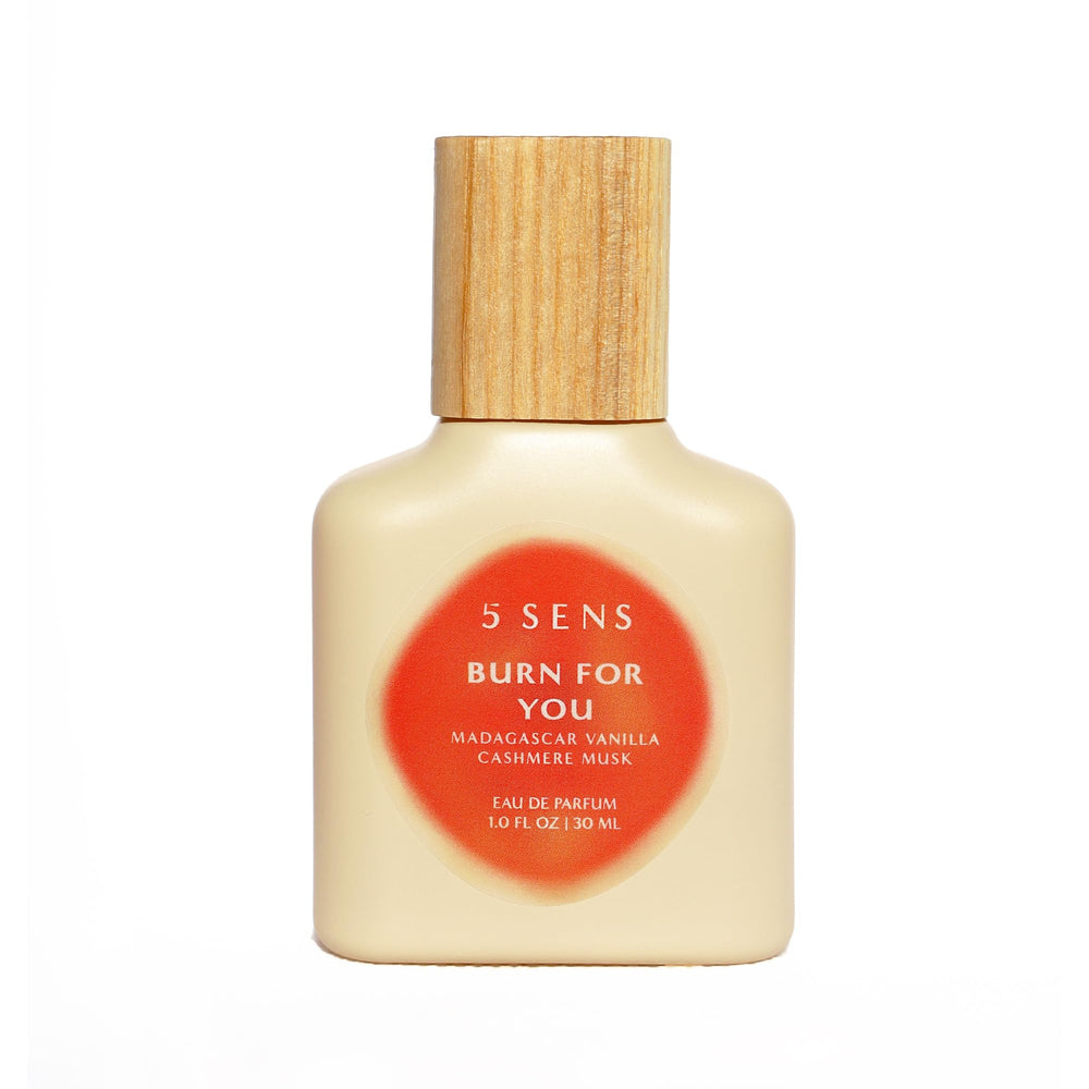5 SENS Burn For You edp bottle front highlights warm cedarwood and vanilla for intimate evenings