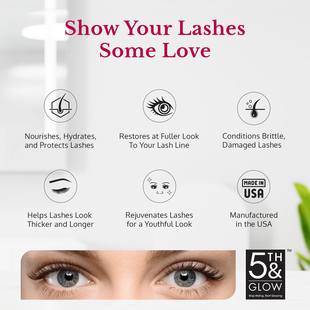 5th and Glow Miracle Lash serum follicle nourishment and lash strength demonstration.