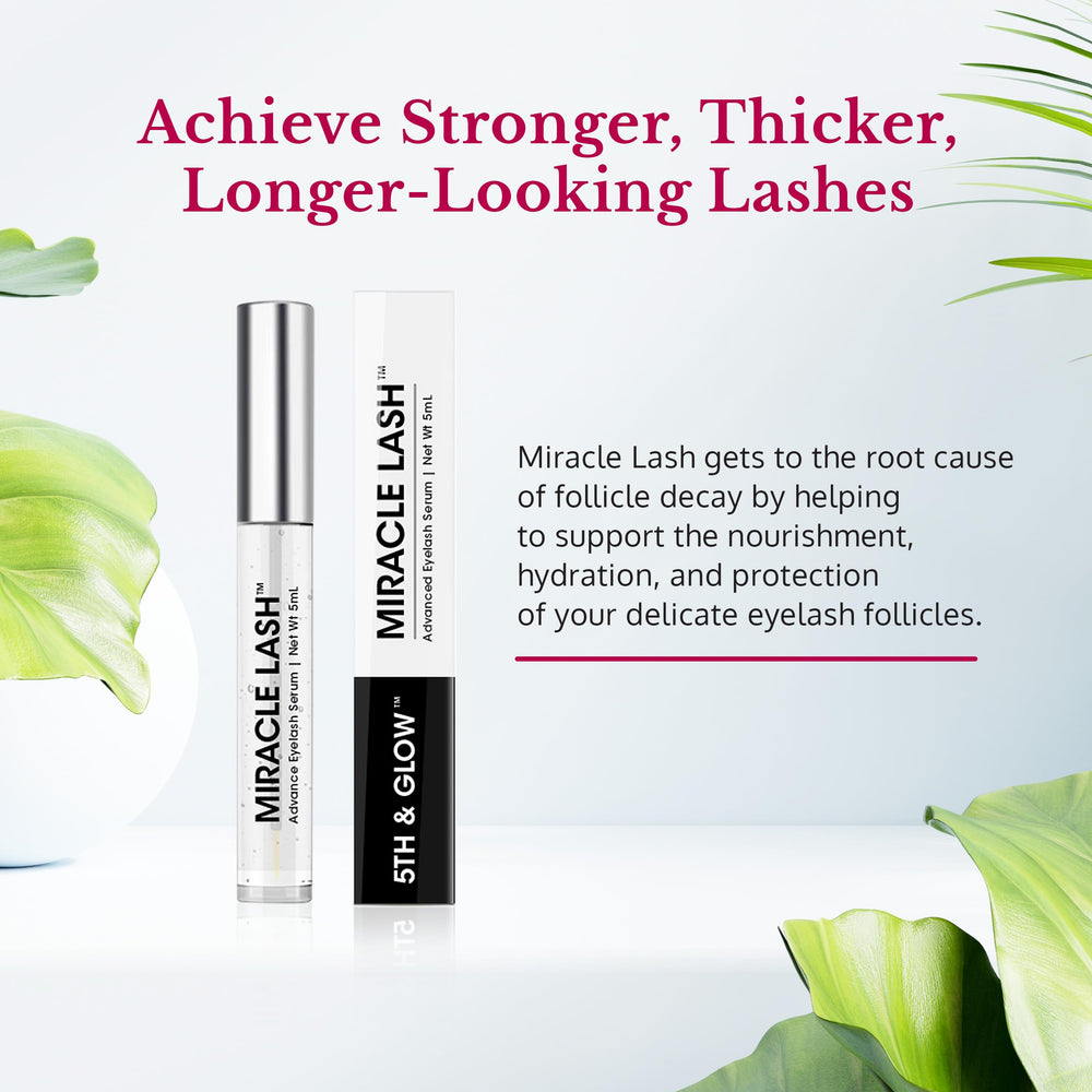 5th and Glow Miracle Lash serum wand applying closeup for nightly use.