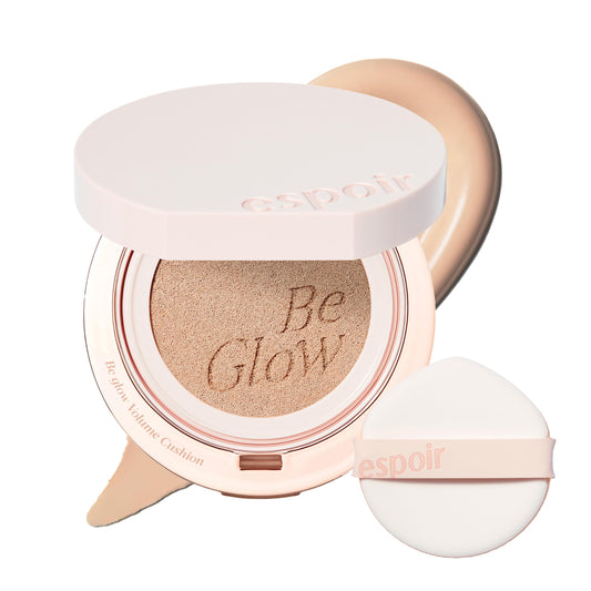 Espoir Be Glow Volume Cushion Petal bottle with dewy finish and lasting hydration.