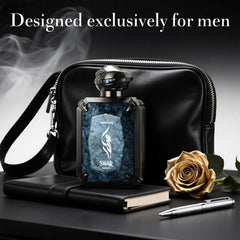 Amber-woody note visual hints at rich depth and warmth for the fragrance.
