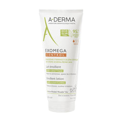 A-Derma Exomega Control Milk bottle with pump for easy daily moisturization.