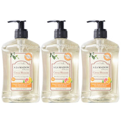 A LA MAISON Citrus Blossom hand soap bottle showcases premium packaging for daily use.