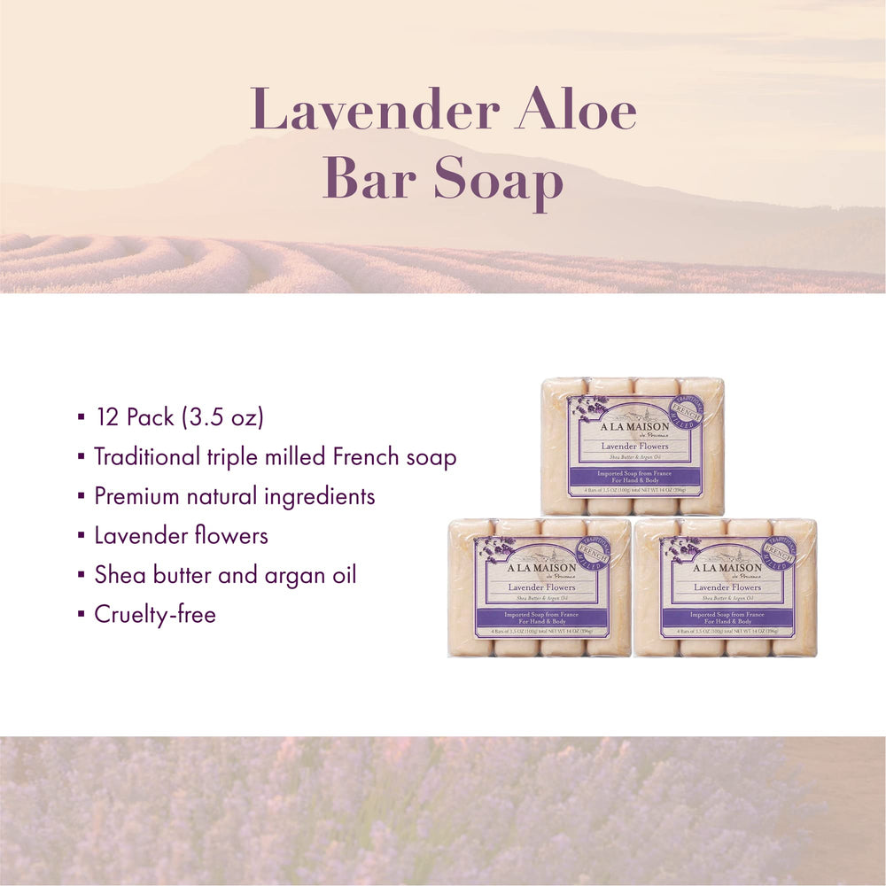 A LA MAISON Lavender Aloe Bar Soap close-up texture with creamy lather