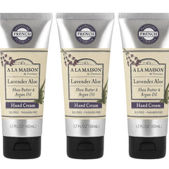 A La Maison Lavender Aloe Hand Cream bottle provides lasting moisture for daily hand care.