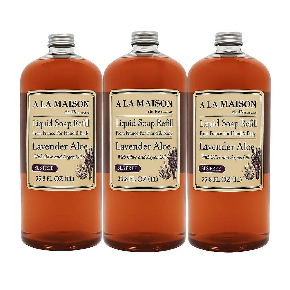 A La Maison Lavender Aloe liquid soap refill for gentle cleansing and soft skin.