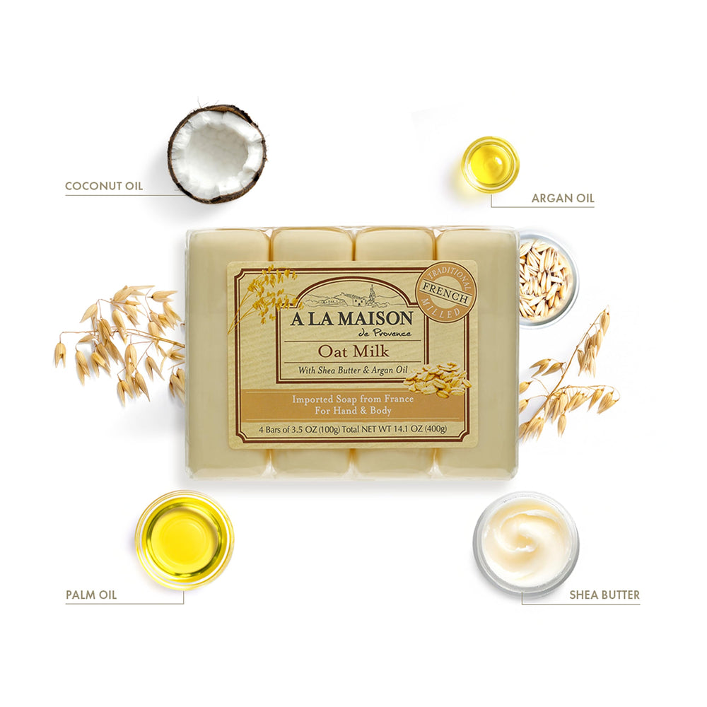 A LA MAISON Oat Milk Bar Soap triple milled detail, dense bar for long-lasting use
