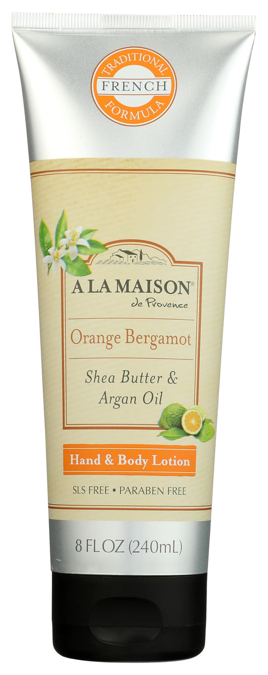 A La Maison orange bergamot body lotion bottle, premium hydration for daily skin care.