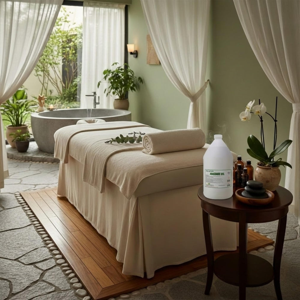 A&A Relaxing mineral oil absorbs quickly, leaving skin soft and non-greasy.