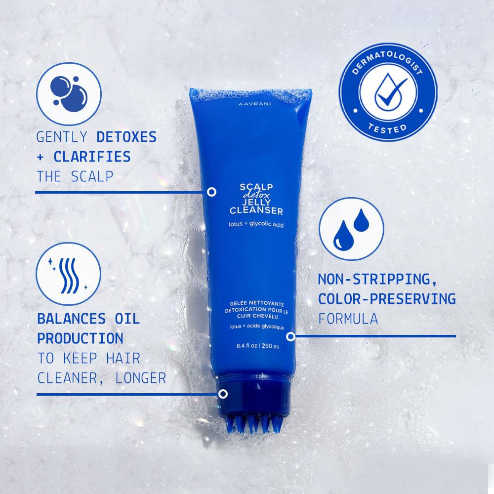 AAVRANI Scalp Detox Jelly Cleanser Vitamin E capsules releasing moisture on contact.