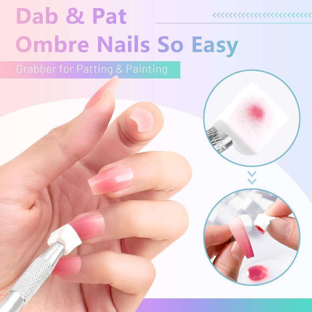 ABAC Ombre gradient nail design with seamless color blends.