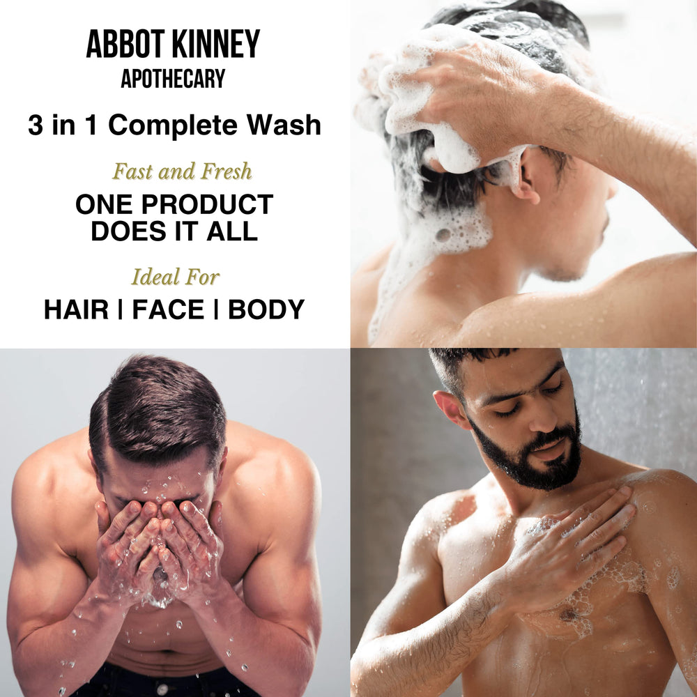 Abbot Kinney Apothecary energizing citrus 3-in-1 wash two-pack display in store.
