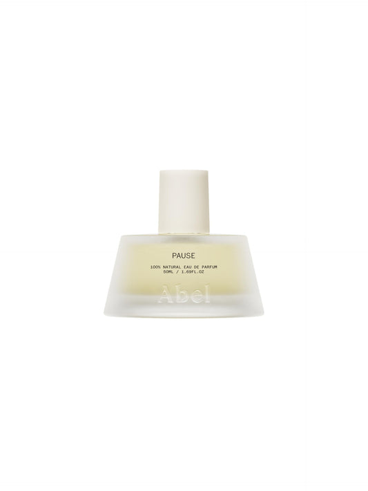 ABEL Pause bottle front view highlighting natural ingredients and clean design.