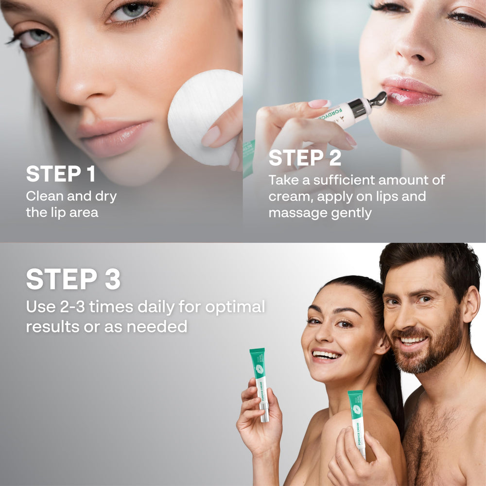 ABERA ceramide vitamin-e barrier emphasizes skin moisture protection around red irritated lips.