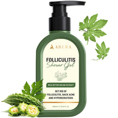 ABERA folliculitis body wash bottle front with wild bitter melon extract for daily cleansing