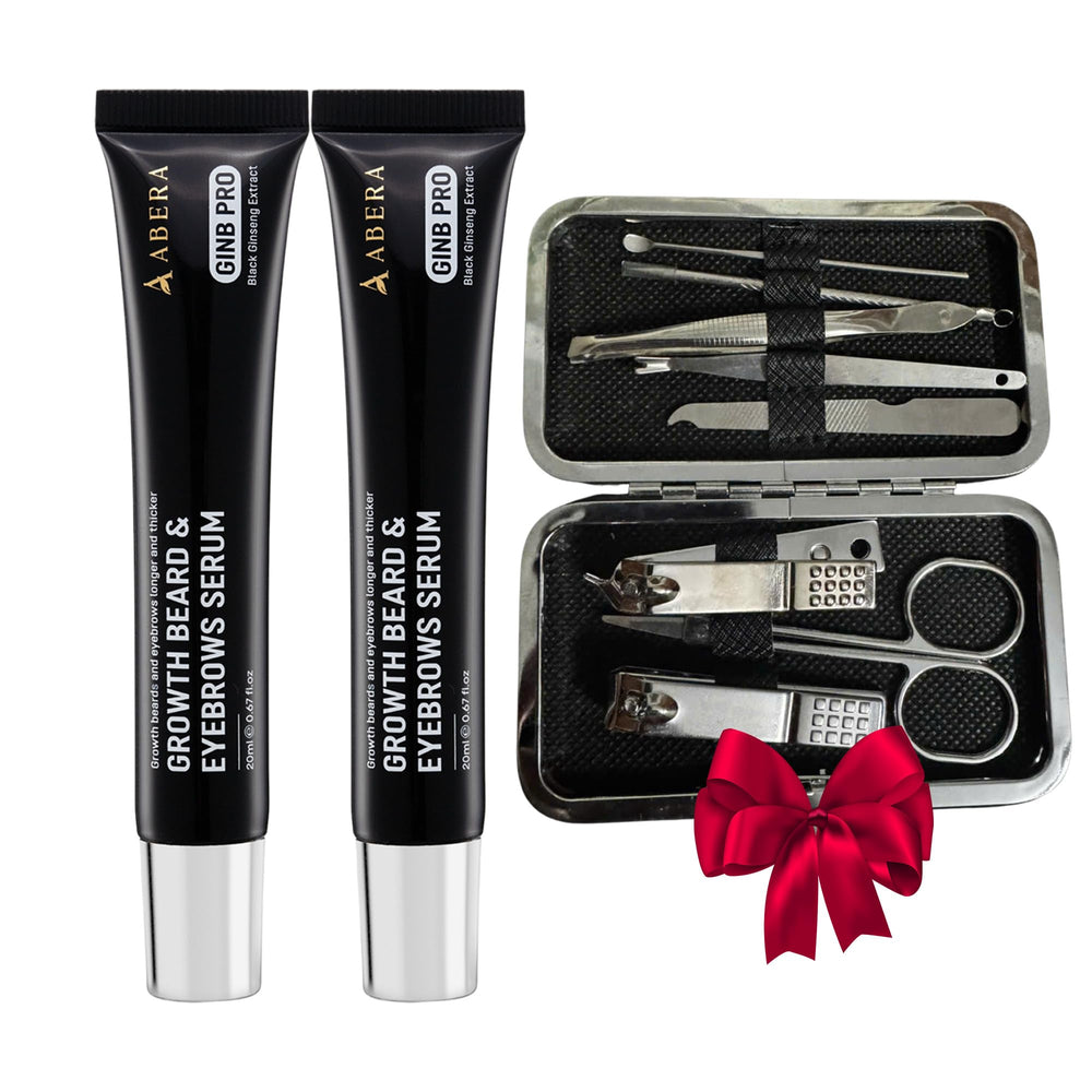 ABERA Ginb serum bottle with precision applicator for targeted brow and beard care