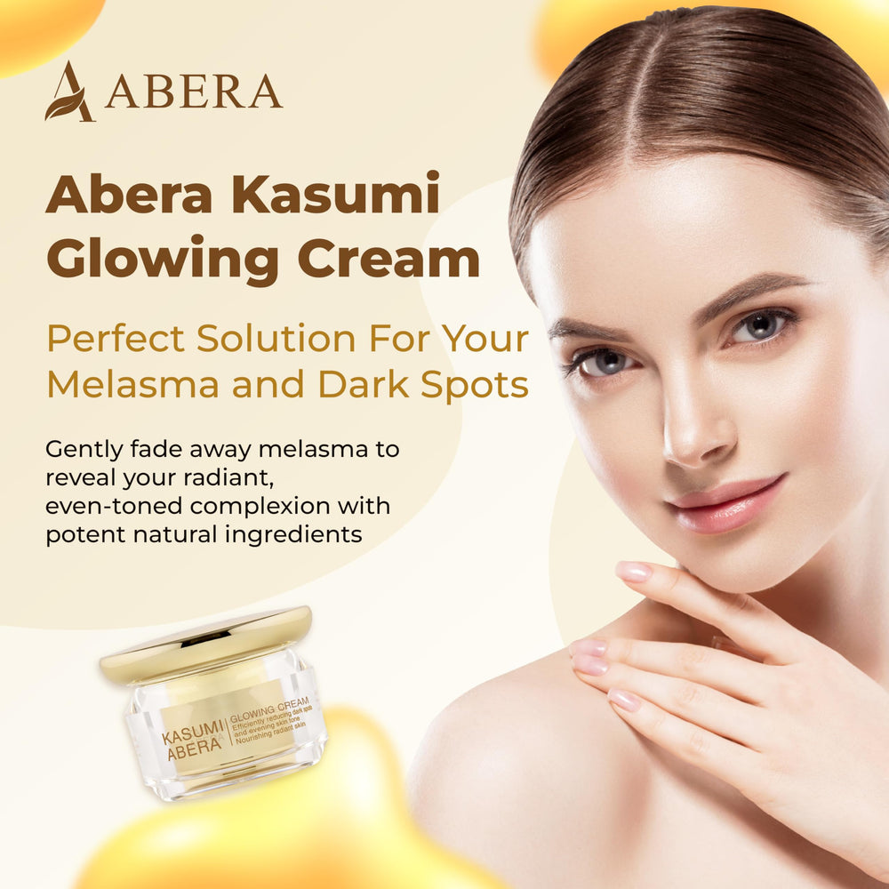 ABERA Kasumi Face Cream jar closeup shows smooth texture for balanced skin.