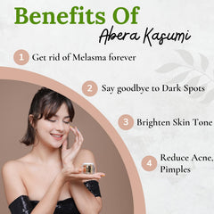 ABERA Kasumi Glowing Cream packaging display highlighting premium moisturizing formula.
