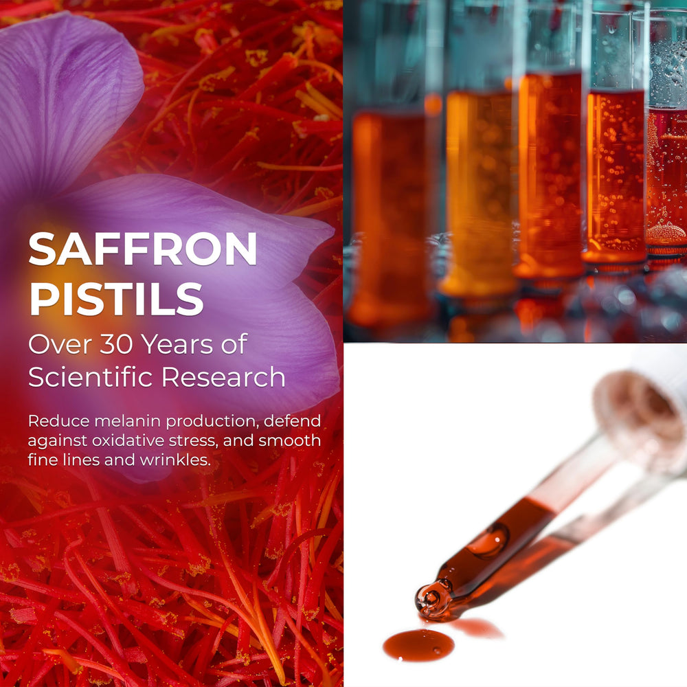 ABERA Renewing Saffron Serum dropper captured for precise application.