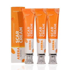 ABERA Scar Cream Upgrade bottle closeup showcasing sleek packaging for daily application.