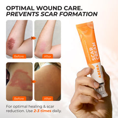 Packaging highlights protective barrier feature for damaged skin.